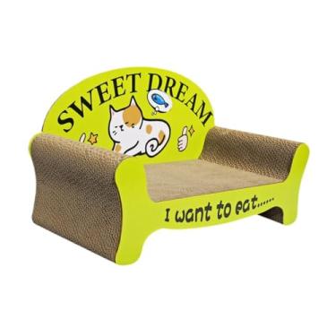 Imagem de Fenteer Sofá arranhador para gatos, tapete arranhador para gatos, formato de sofá, grande, multifuncional, espreguiçadeira elevada para gatos, sofá para, Verde