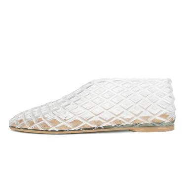 Imagem de GTBINGGO Jelly Mesh Sapatilhas de balé femininas arrastão PVC transparente vazadas sandálias de praia confortáveis sapatos rasos bailarina, Transparente., 38
