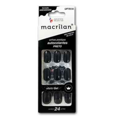 Imagem de Unhas Autocolantes Amendoado UP701A Médio Preto - Macrilan