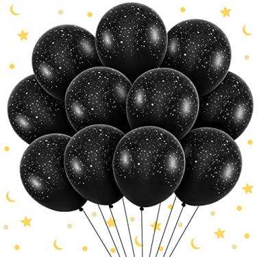 Imagem de Deekin 40 Pcs 12 Inch Galaxy Birthday Party Balloons Black Latex Outer Space Planet Balloons Space Theme Birthday Party Decorations Supplies for Teens and Adult