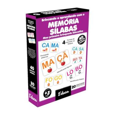 Imagem de Jogo da Memória´ Sílabas Brinquedo Educativo Infantil Pedagógico Alfabetização Madeira Menina Menino