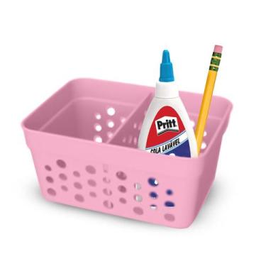 Imagem de Cesto Mini Organizador C 1 Divisoria Mini Rosa Empilhável - Usual Util