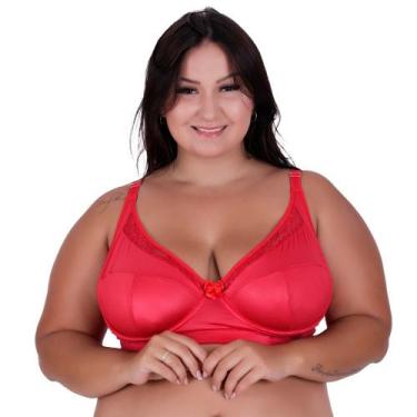 Imagem de Sutiã Plus Size Sem Bojo Cirrê Inês - NAKA MODAS, 52, Vermelho