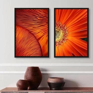 Imagem de Kit 2 Quadros Decorativos Abstratos Texturas Laranjas - Quadros On-Lin