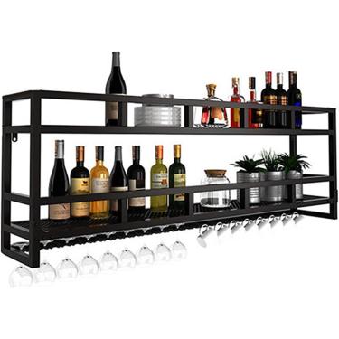 Imagem de Prateleira De Vinho Montada Na Parede Com Luz Led,prateleira De Exibição De Armazenamento De Vinho De Suporte De Garrafa De Metal,prateleiras De Vinho De Grande Capacid, Gold1, 150cm/59in