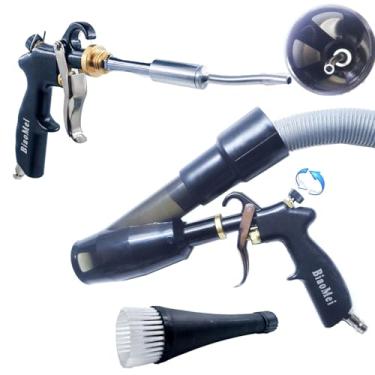 Imagem de DOZIME Pistola de limpeza interior de carro de alta pressão Pistola de lavagem de detalhes de automóveis com escova - funciona com compressor de ar (tubo giratório de alumínio), Z-014 com controle de