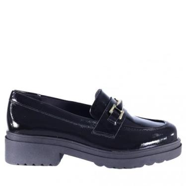 Imagem de Mocassim Feminino Via Marte Solado Tratorado 246-004 Preto Verniz