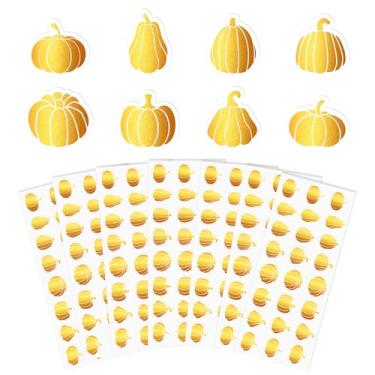 Imagem de FYSUIMU 500 peças de adesivos de outono com selo de folha dourada de abóbora, adesivos autoadesivos de outono de ação de graças para artesanato scrapbook envelope cartão decoração de lembrancinha de