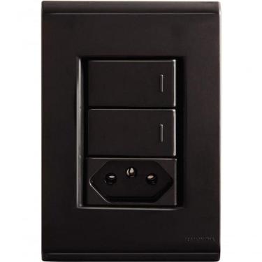 Imagem de Conjunto Tramontina 4x2 Com 2 Interruptores Simples 10 A 250 V E 1 Tomada 2p+t 10 A 250 V Liz Grafite