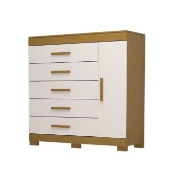 Imagem de Cômoda Bahamas 5 Gavetas 100% Mdf Linhamobília Cinamomo/off White
