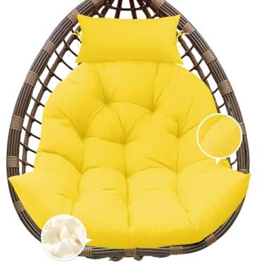 Imagem de Tycdiose Almofada de substituição para cadeira de ovo para pendurar ao ar livre, almofada grossa para cadeira de ovos, impermeável, cesta de ovos, almofada com encosto de cabeça, almofadas em forma de