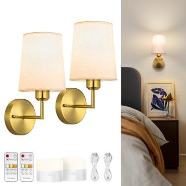 Imagem de NookNova Conjunto de 2 arandelas de parede operadas por bateria, 10.0000 mAh, luzes de parede recarregáveis a pilhas, reguláveis, para quarto, sala de estar