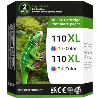 Imagem de Kingmo Substituição de cartucho de tinta 110 110 XL para HP 110XL Tri-Color (CB304AN) Substituição para impressora HP PhotoSmart. (pacote com 2, 900 páginas)
