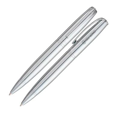 Imagem de Caneta Crown Personalizada Queen Original Luxo Presente Estojo Logo Nome Profissão - Metal Cromado (Prata)