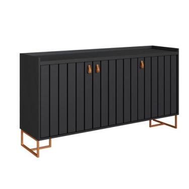 Imagem de Aparador Com Portas Trendy 160cm Puxador Em Couro Pés Em Aço - Merk Mo