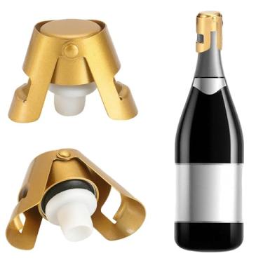 Imagem de YOUNEEDFUL Rolha de garrafa de champanhe, rolha de vedação de champanhe de aço inoxidável, rolha de vinho a vácuo, vedação de silicone de grau alimentício, adequada para champanhe, cava, prosecco