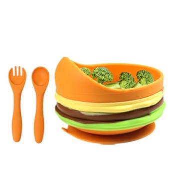 Imagem de Rrlihjgu Conjunto de Alimentação em Silicone para Bébé | Talheres com para Bebé | Pratos Silicone Grau Alimentar para Treino Alimentar | Forma para Casa Crianças
