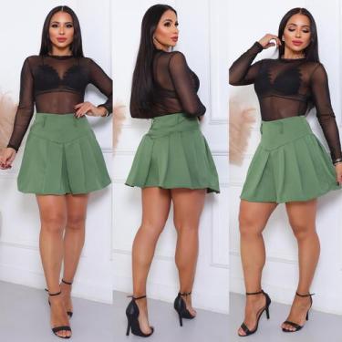 Imagem de Short Saia Plissada Feminina Cintura Alta Estilo Colegial - LENIS SOUZ