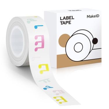 Imagem de MakeID Refil de fita adesiva E1 Q1, 16 mm x 4 m (1,6 cm x 13') adesivo contínuo laminado térmico à prova d'água autoadesivo multiuso substituição de fita de etiquetagem