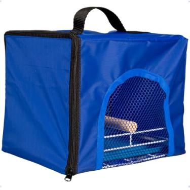 Imagem de Bolsa de Transporte para Aves com Bandeja Removível, Gaiola Portátil em Azul, Ideal para Calopsita e Canário