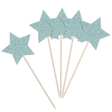 Imagem de Blue Glitter Star Table Toppers Twinkle Twinkle Little Star Centerpiece Sticks for Kids Birthday Party Decorations - Pack of 8