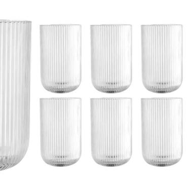 Imagem de Jogo 6 Copos Vidro Canelado 420ml Agua Suco Resistente - Mimo Style
