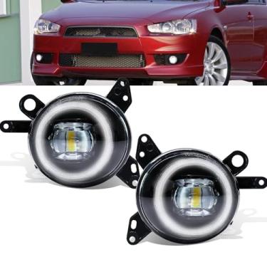 Imagem de AFOGGEST Luz de neblina Angel Eye para Mitsubishi Lancer 2008-2014 para-choque dianteiro anel branco lâmpadas LED 1 par