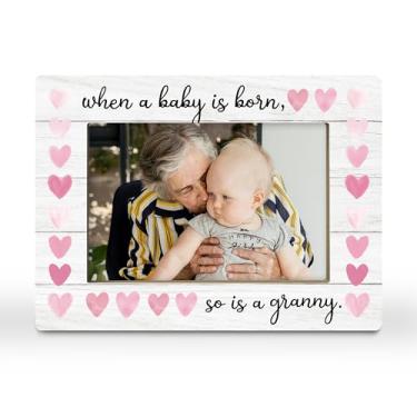 Imagem de CGBHW Porta-retrato Granny Gifts, presentes para avó pela primeira vez, presente de anúncio de bebê para nova avó, netos recém-nascidos, netos, porta-fotos, 10 x 15 cm, horizontal para exibição de