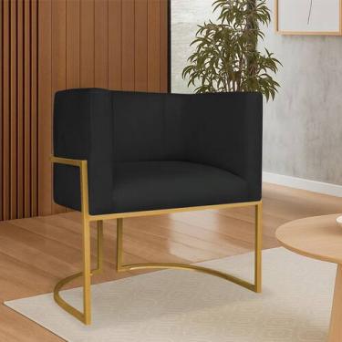 Imagem de Poltrona Dália Luxo Moderna Estofada Design Sofisticado com Base de Fe