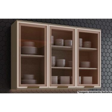 Imagem de Armário Aéreo p/ Cozinha Connect c/ 3 Portas c/ Vidro 120cm Duna - Henn