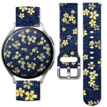 Imagem de Pulseiras de relógio compatíveis com Samsung Galaxy Watch de 40 mm, 42 mm, 44 mm, 45 mm e 46 mm, pulseira de silicone de substituição com padrão de 20 mm para Galaxy Wacth 7/6/5/4/5 Pro/4 Classic/3