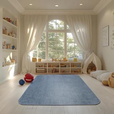 Imagem de Tapetes São Carlos – Tapete Relex N Orgânico Azul Cobalto | Formato Cantos com Fios Longos de 15mm | Lavável, Macio e Ideal p/Salas Sofisticadas | 1,5cm x 1,5m x 2m