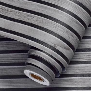 Imagem de Papel de Parede Vinílico Madeira – Autocolante Lavável 4,5m² para Ambientes Aconchegantes(Ripado Cinza)