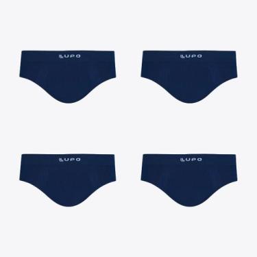 Imagem de Kit 4 Cuecas Slip Micromodal SCostura LUPO 00681, Azul marinho, XG