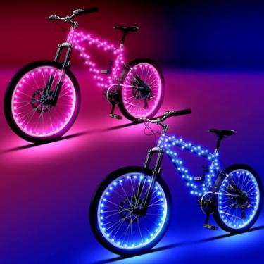 Imagem de Woanger 6 peças de luzes LED de bicicleta para andar à noite, moldura de bicicleta e luzes de rodas, acessórios de decoração de bicicleta alimentados por bateria, presentes para adultos andando à