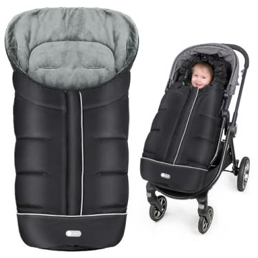 Imagem de IvyWind Bolsa térmica universal, saco de dormir para carrinho de bebê, protetor de pé impermeável, preto