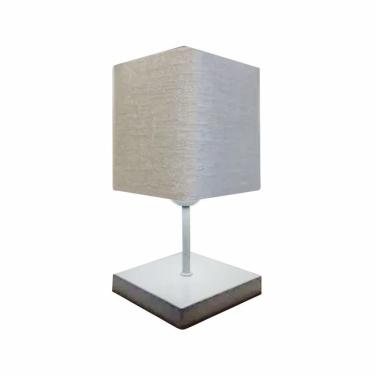 Imagem de Abajur Luminária Mesa Quarto Sala Moderno Vivare Md-2008br Cúpula Em Tecido - Bivolt Branco-rustico-cinza 127/220v