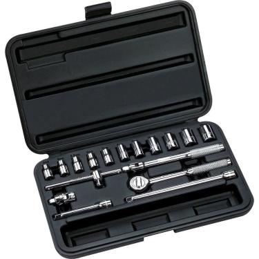 Imagem de Jogo De Soquetes Sextavados Em Milímetros Encaixe 1-4"" 17 Peças - 86-117 - Stanley Jg.soquetes 1-4" Stanley 86-117