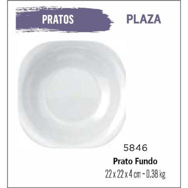 Imagem de Jogo De Pratos Plaza 12 Fundo - 22Cm Vidro Branco