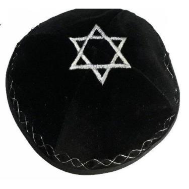 Imagem de Kipa Judaico Veludo Estrela De Davi - Preto - De Israel