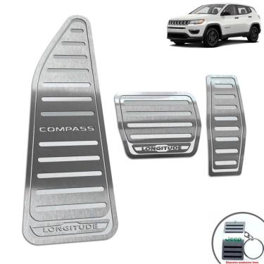 Imagem de Descanso + Pedaleira Aço Inox Jeep Compass Longitude Prata