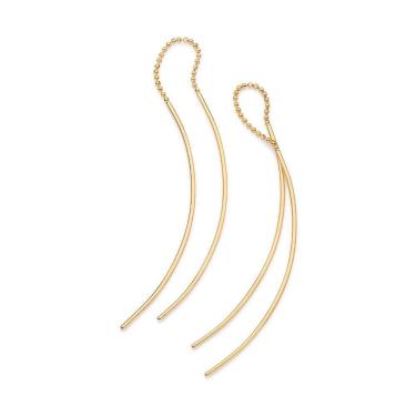 Imagem de Brinco Rommanel Folheado Ouro 18k Fios Lisos & Corrente