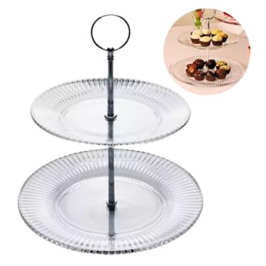 Imagem de Prato para Bolo e Doces Cristal Renaissance 2 Andares 31,5 e 18,5cm Lyor