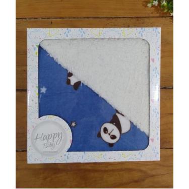 Imagem de Manta Cobertor para Bebê Microfibra com Sherpa AZUL PANDA 1 Peça - Hap
