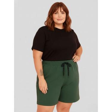 Imagem de Bermuda de Moletom Plus Size Feminino Verde Shorts de Moletom Plus Siz