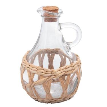 Imagem de Garrafa para Azeite de Vidro com Fibra Natural e Tampa Rolha 320ml - W