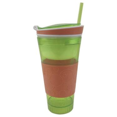 Imagem de Copo Mágico 2 em 1 Canudo Antivazamento  Sucos Compartimento Frutas La