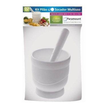 Imagem de Pilão Multiuso Plástico Branco Paramount - Kit 2 Peças