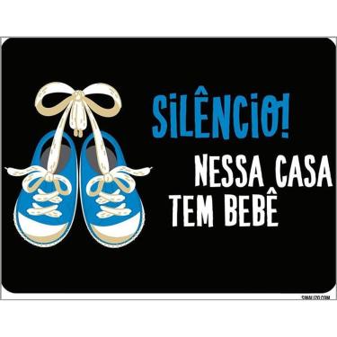 Imagem de Placa Silêncio Nessa Casa Tem Um Bebê Azul 36X46