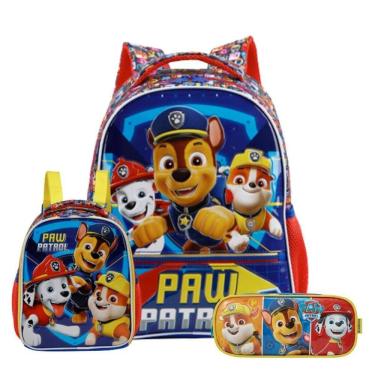 Imagem de Kit Mochila Patrulha Canina Costas 16 Com Lancheira Estojo